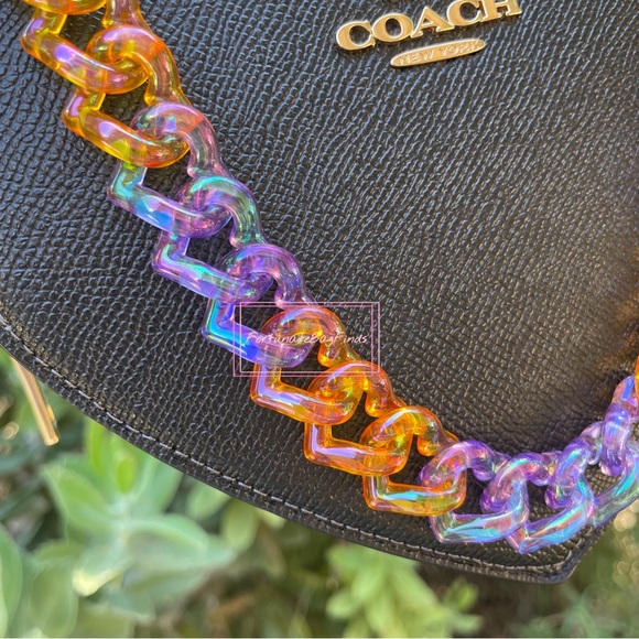 Halloween Orange Purple Triple Hearts Bag Purse Novelty Resin Chain Charm Strap - Picture 7 of 14